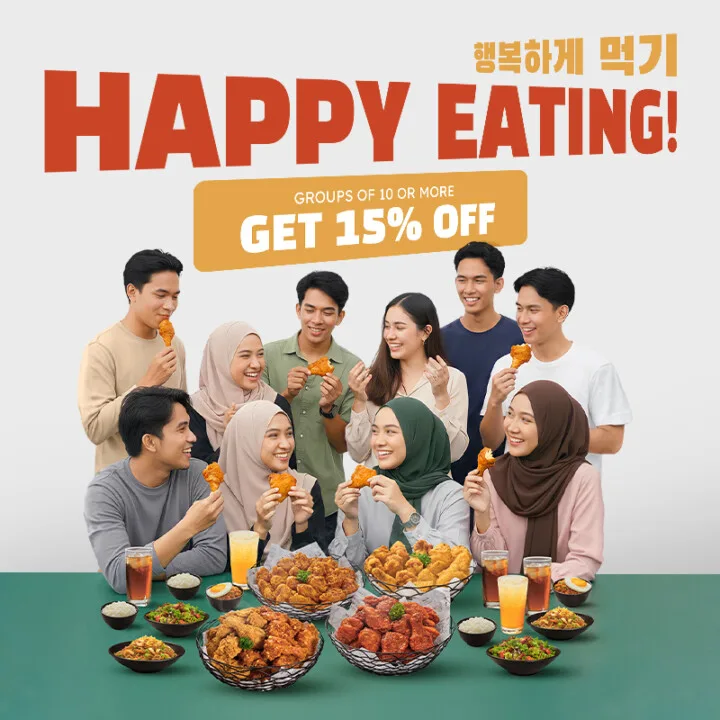 Happy Eating — groups of 10 or more get 15% off at KyoChon